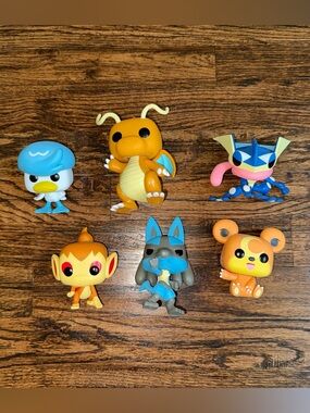 Pokemon Funko Pop! Bundle Lot Of 6 Dragonite Lucario Greninja Chimchar Quaxly